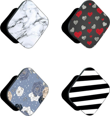 iCopertina Pack Of 4 White Marble Blue Floral And Patterns Mobile Holder