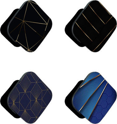iCopertina Pack Of 4 Golden Patterns On Black And Blue Mobile Holder
