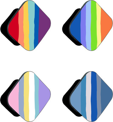 iCopertina Pack Of 4 Colorful Rainbow Stripes Patterns Mobile Holder