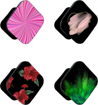 iCopertina Pack Of 4 Red Floral Green Color Burst And Patterns Mobile Holder