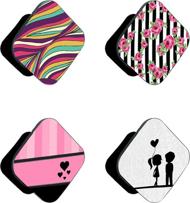 iCopertina Pack Of 4 Floral On Black White Stripes And Patterns Mobile Holder