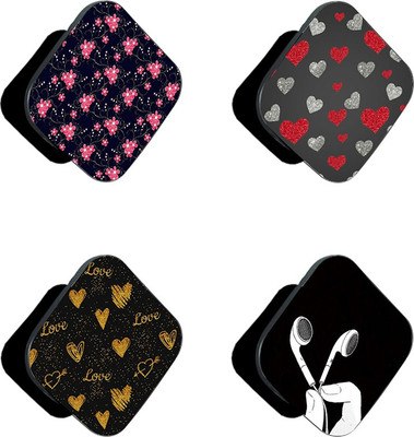 iCopertina Pack Of 4 Earphones Hearts Patterns Mobile Holder