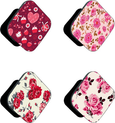 iCopertina Pack Of 4 Pink Red Floral Patterns Mobile Holder