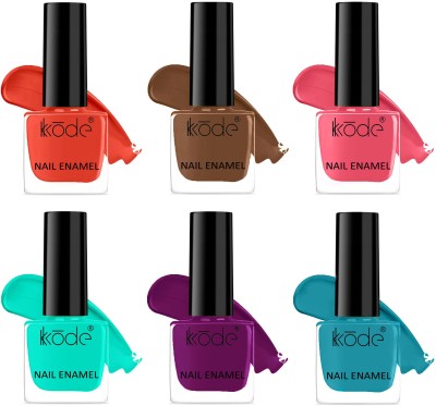 kKode High Shine Non UV Long Lasting New Collection Nail Polish Set Neon Boost, Coffee, Blush, Emrald Green, Rasberry, Turquoise(Pack of 6)