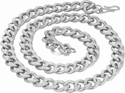 R JEWELS Silver Rice Design Neck Chain For Men & Boys Titanium Plated Stainless Steel Chain