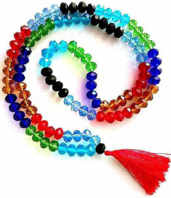 oyssta 7 Chakra Mala/Seven Chakra Gemstone 108+1 Beads (6mm) Crystal Clear Quartz Crystal Gold-plated Plated Crystal Chain