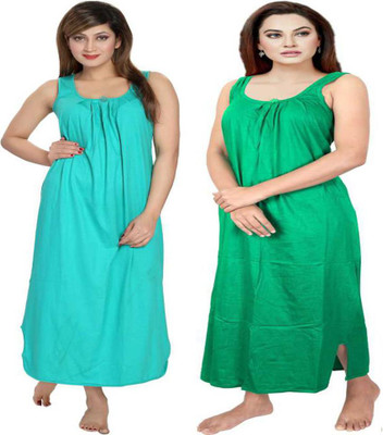 Bombshell Women Nighty(Light Green, Green)