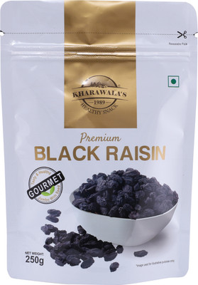 KHARAWALA'S Afghan Black Raisin with Seed (250 gms) Raisins(1 x 250 g)