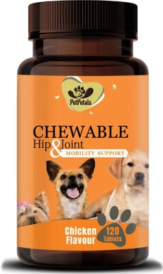 PetPetals Chewable Hip & Joint Chicken Flavor Dog Tablets for Skin & Digestive System Pet Health Supplements(120 Pieces)