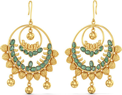 Joyalukkas Yellow Gold Emerald Dangle Earring