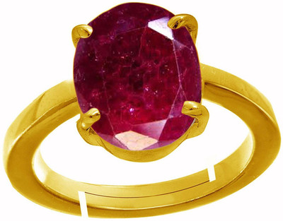 TODANI JEMS 9.25 Ratti Natural Certified Ruby Manik Gemstone Panchdhatu Ring for Men & Women Brass Ruby Ring