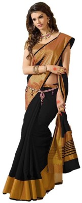 Bhuwal Fashion Woven Bollywood Cotton Silk Saree(Black)