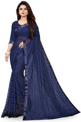 SNEH FAB Woven Bollywood Net Saree(Dark Blue)