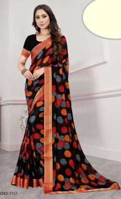 mahalaxmi fab Printed Bollywood Chiffon, Georgette Saree(Black, Red)