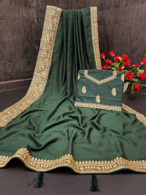 EN Creation Embellished Bollywood Art Silk Saree(Green)