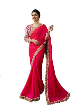 MAHAVIRFASHION Embroidered Bollywood Pure Silk Saree(Red)