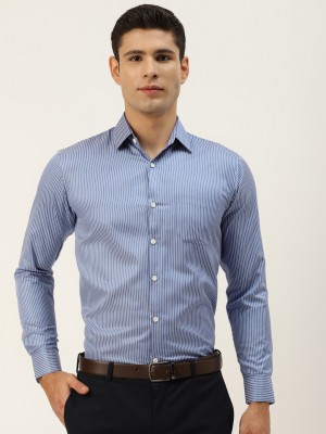 JAINISH Men Striped Formal Blue Shirt