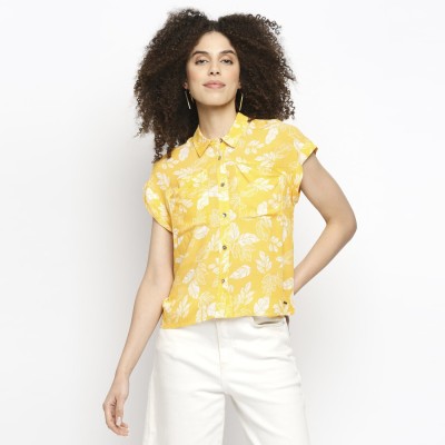 Pepe Jeans Women Printed Casual Yellow Shirt