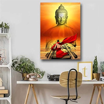 komstec 18 inch Lord Buddha Ji Wall Stickers For Home Décor, Living Room 18x12 Inch Self Adhesive Sticker(Pack of 1)