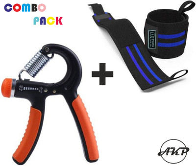 Akp Combo pack Adjustable Weightlifting Gym Wrist Support and New Hand Gripper Wrist Support(Multicolor)