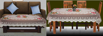 EKTA ENTERPRISES Printed 4 Seater Table Cover(Cofee, Cotton, Pack of 2)
