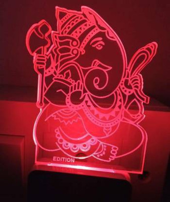 HASHFLOW Lord Ganesha 3D Illusion Night Lamp With 7 Colour Changing Lights Night Lamp(12 cm, Multicolor)