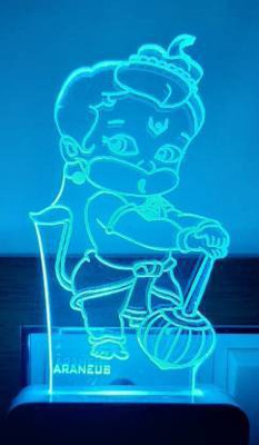 HASHFLOW Bal Hanuman Colour Changing 3D Illusion LED Acrylic Night Lamp(10 cm, Multicolor)