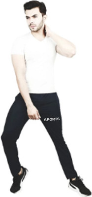FABLOID Solid Men Black Track Pants