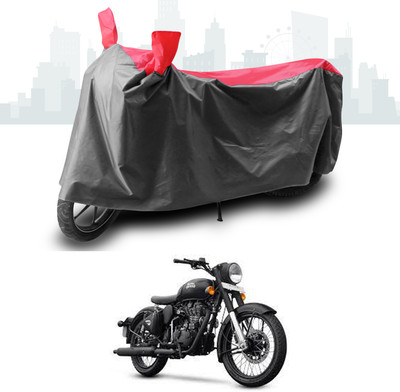 SEBONGO Waterproof Two Wheeler Cover for Royal Enfield(Classic 500, Grey, Red)