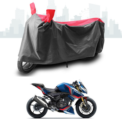SEBONGO Two Wheeler Cover for TVS(Apache RTR 180, Grey, Red)