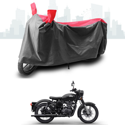 SEBONGO Two Wheeler Cover for Royal Enfield(Bullet 350 Twinspark, Grey, Red)