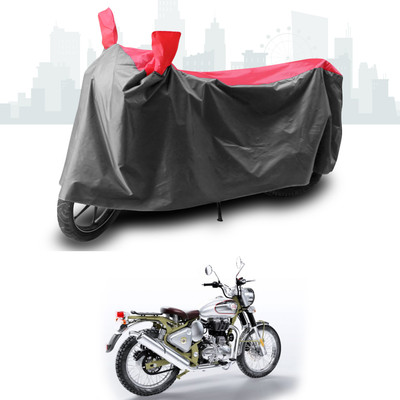 ANTHUB Two Wheeler Cover for Royal Enfield(Bullet Trials 500, Grey, Red)
