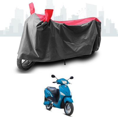 SEBONGO Two Wheeler Cover for Hero(Electric Optima Plus, Grey, Red)