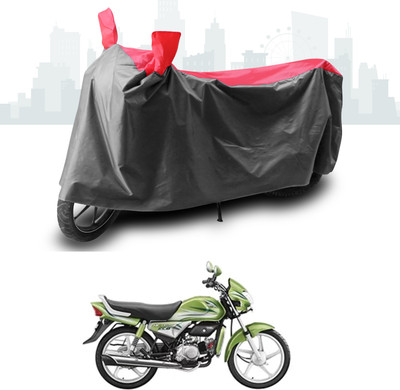 ANTHUB Two Wheeler Cover for Hero(HF Deluxe Eco, Grey, Red)