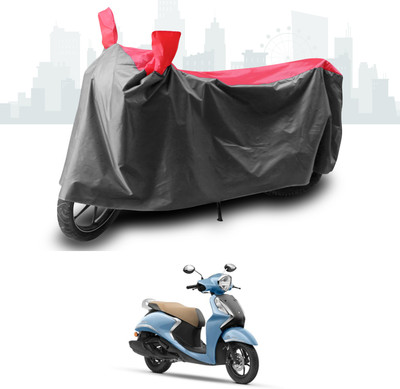 ANTHUB Two Wheeler Cover for Yamaha(Fascino 125 FI, Grey, Red)