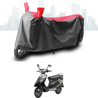 SEBONGO Two Wheeler Cover for TVS(Scooty Pep+, Grey, Red)