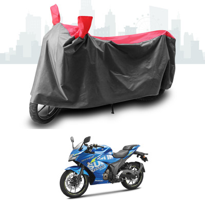 ANTHUB Waterproof Two Wheeler Cover for Suzuki(Gixxer SF 250, Grey, Red)