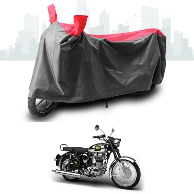 SEBONGO Waterproof Two Wheeler Cover for Royal Enfield(Classic Chrome, Grey, Red)