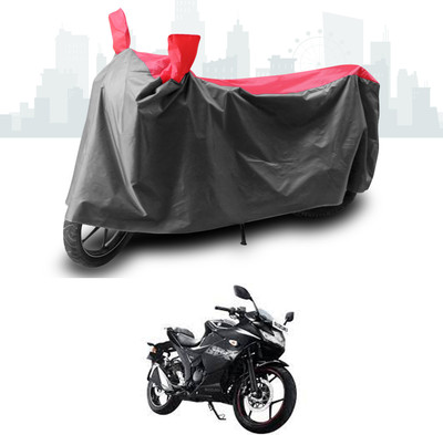 SEBONGO Two Wheeler Cover for Suzuki(Gixxer SF 150, Grey, Red)