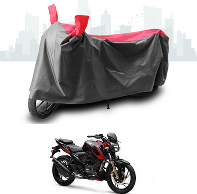 ANTHUB Waterproof Two Wheeler Cover for TVS(Apache RTR 200 4V, Grey, Red)