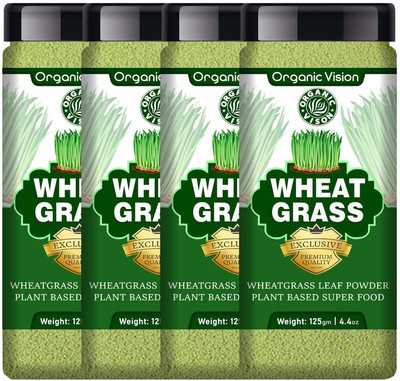 Organic Vision Wheat Grass Powder - Vegan| Immunity Booster & Detox(4 x 125 g)