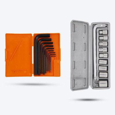 Hillgrove HGCM11M2 9 Pieces Full Hex Allen Key Kit with 10in1 Socket Set Hand Tool Kit(2 Tools)