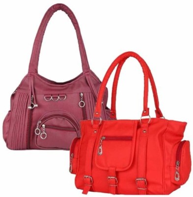 Sai Collections Women Red, Pink Tote(Pack of: 2)
