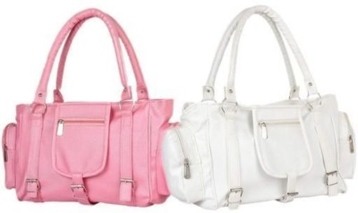 Sai Collections Women Pink, White Tote