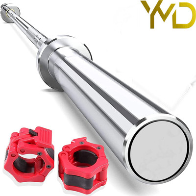 YMD 5 Feet Straight Olympic Barbell Rod 50mm Outer Dia with barbell clamp Weight Lifting Bar