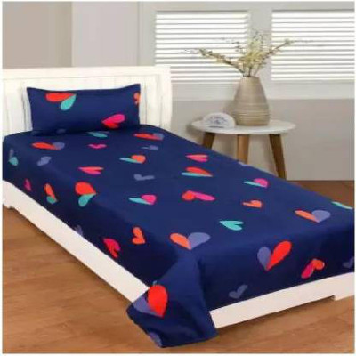 Manish Creation 180 TC Cotton Single Printed Flat Bedsheet(Pack of 1, Dark Blue)