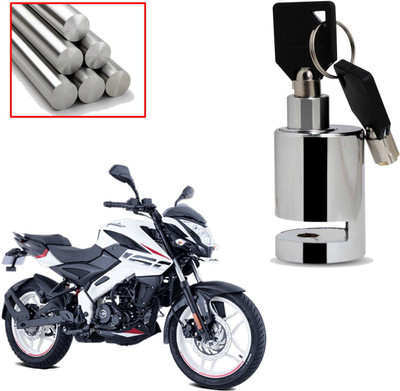 DAZZRIDE Heavy Duty Disc Brake Lock Anti Theft Stainless Steel 7mm Pin Wheel Locking Lock for Bike and Motorcycle (Chrome)_Disk_Round_Lock_For Bajaj Pulsar NS 160 Disc Lock(Silver)