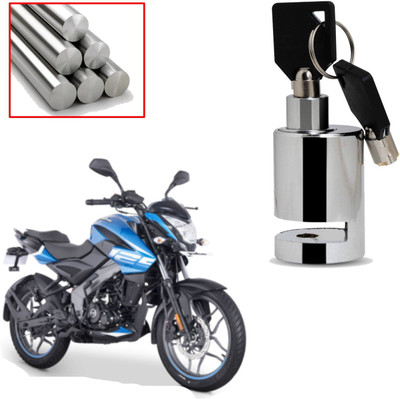 DAZZRIDE Heavy Duty Disc Brake Lock Anti Theft Stainless Steel 7mm Pin Wheel Locking Lock for Bike and Motorcycle (Chrome)_Disk_Round_Lock_For Bajaj NS 125 Disc Lock(Silver)