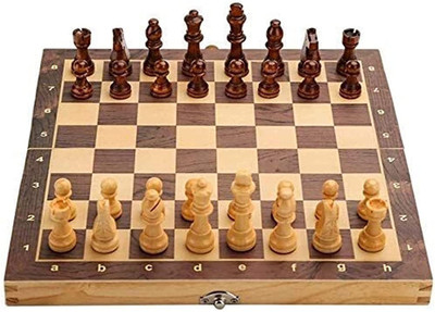 SPORTSPIRIT 13 Inch Wooden Foldable Chess Board Game | Storage For Wooden Pawns 5 cm Chess Board(Beige)