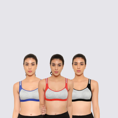 Lady One Women Sports Non Padded Bra(Multicolor)